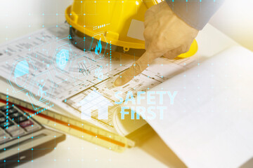 Building construction puts safety first.,Safety comes first as a priority in warning of...