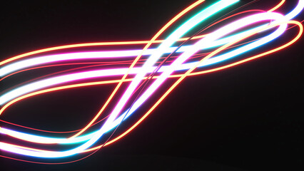Abstract illustration of swirling curves, colorful neon lights, futuristic abstraction, geometric background,3d rendering