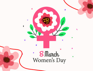 8 march International Womens Dey invitation card with flowers