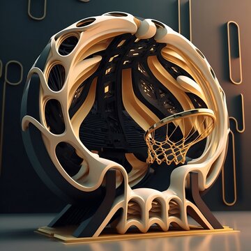 Basketball hoop, futuristic design. Generated ai.