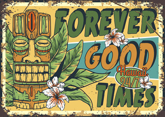 Surf chill beach poster. Tiki mask surfing party. Surfer summer vibes © Casoalfonso