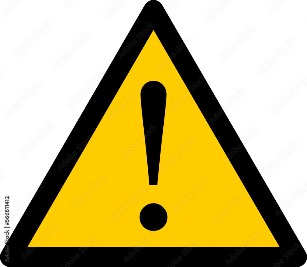 Aufkleber triangular danger warning exclamation mark icon or attention or system outage error downtime sign. v