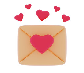 Mail 3D Open envelope with note paper card Postal message Business document Post mail Email Correspondence concept 3d rendering illustration Romantic message for Valentine's day