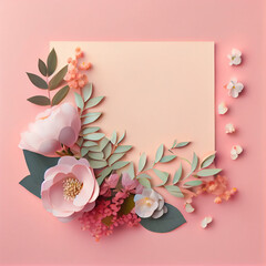 background with flowers and paper