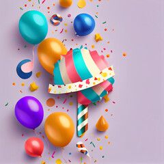 party balloons and confetti