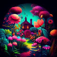 fairy tale castle with flowers v1