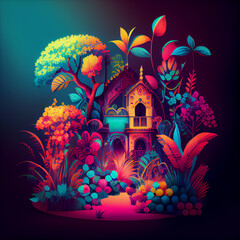 fairy tale castle with flowers