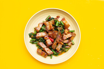 Stir fried crispy pork with holy basil