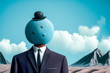 Portrait surréaliste d'homme sans visage en costume cravate - Générative IA