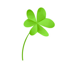 Green leaves shamrock. Three leaves clover. St.Patrick's symbol. Isolated. Ireland Holiday. Digital illustration on white. 