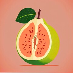 Guava illustrated, illustration of guava for interior and design 