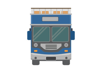 Double decker bus with opened roof. Simple flat illustration.