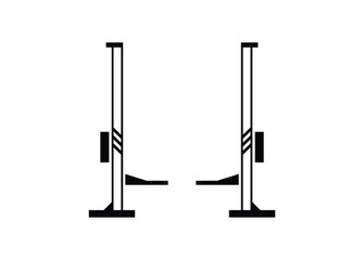 Car lifting jack. Simple illustration in black and white.