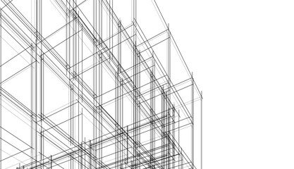 Abstract architectural drawing 3d rendering