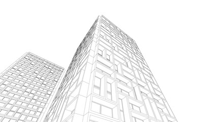 Abstract architectural drawing 3d rendering