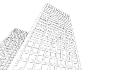Abstract architectural drawing 3d rendering