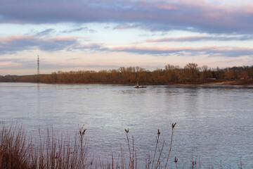 Sunrise over the river near Ecser, in Hungary.