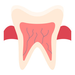 Human tooth icon flat vector illustration of human organ liver symbol for web design medicine anatomy for dental clinic
