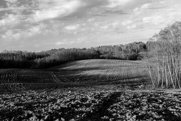 Early spring in Latvia, fields, rivers and landscapes