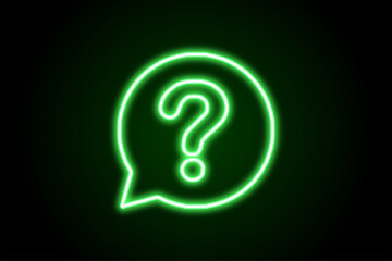 Neon glowing question mark sign icon