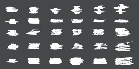 Brush stroke hand drown elements set. Vector stock illustration isolated on black chalkboard backgrounds for design template poster, flyer, banner, package product, decoration photo book, album. 