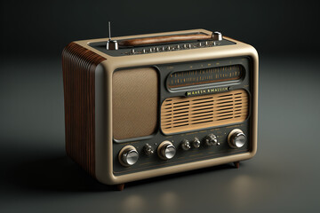 Fototapeta premium Product shot of old vintage radio created with Generative AI Technology