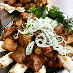 meat plate, assorted several types of meat
