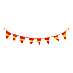 spain colors flag hanging in triangle shape with string illustration for national event or independence day decoration element