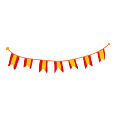 spain colors ribbon flag hanging with string illustration for national event decoration element