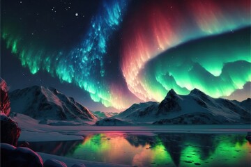 Fototapeta na wymiar Aurora borealis. Landscape and scenery. Generative AI