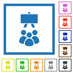 Classroom solid flat framed icons