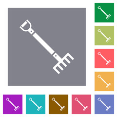 Single rake square flat icons