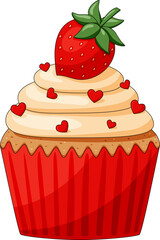 Caramel cupcake with fresh strawberry