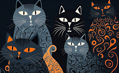 Cats pattern made by generative ai