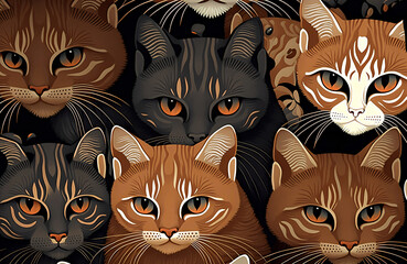 Obraz premium Cats pattern made by generative ai