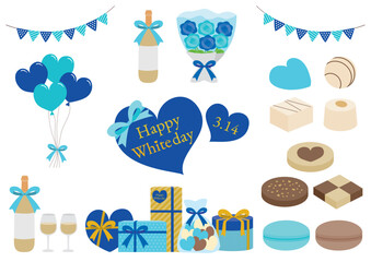 ホワイトデーに関連するイラストのセット
