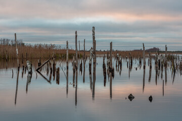 Early spring in Latvia, fields, rivers and landscapes