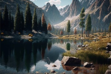 Naklejka premium National park. Landscape and scenery. Generative AI