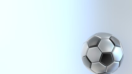 3D Rendering Metallic Silver-Black Soccer Ball. 3D illustration. 3D CG. High resolution.