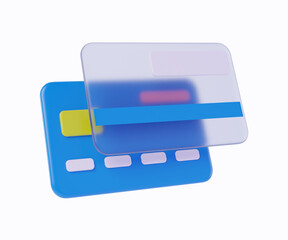 credit card icon 3d , illustration of online payment with glass morphism style