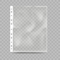 Realistic Punched pocket.Sheet protector A4.Empty Plastic Bag for paper .Plastic Bag for Business.