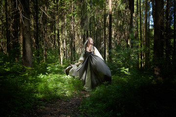 Beautiful seductive dryad. Pagan spirit of the forest. Portrait of beautiful dryad. Fairy who loves...