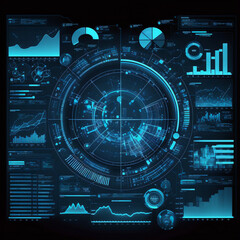 Technology Software Concept, AI Generative with Charts and Graphs