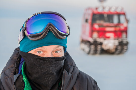 Natalie Brechtel works on the sea ice of McMurdo Sound near Ross Island, Antarctica.