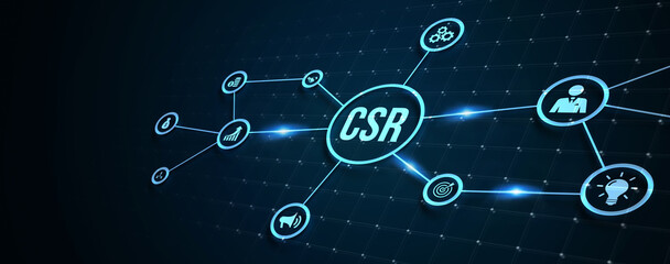 Fototapeta premium Internet, business, Technology and network concept. CSR abbreviation, modern technology concept. 3d illustration.