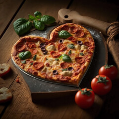 heart shaped pizza, valentine day 