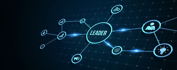 Internet, business, Technology and network concept.Successful team leader.  Business leadership concepts. A successful team leader is a manager market leader. 3d illustration.