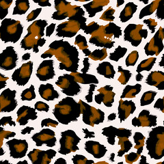 Seamless illustration leopard texture, leopard skin pattern.