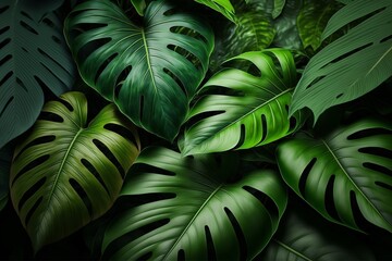 Obraz na płótnie Canvas Tropical green leaves 