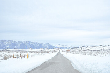 Natural landscaped of snow and winter beautiful scenic road view.